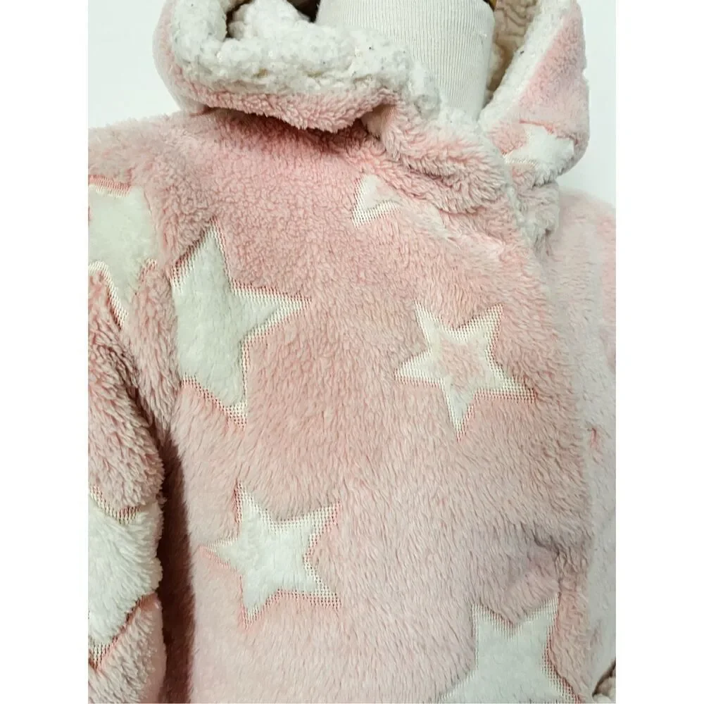 Me Jane Girls 4 Hooded Star Appliqué Faux Fur Jacket Coat